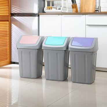 聯府 美式附蓋垃圾桶46L C046(顏色隨機出貨)